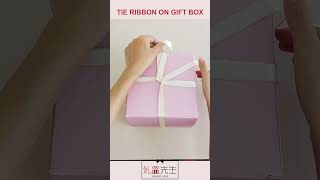 How to tie the perfect ribbon on gift box shorts giftwrappingideas ribbonbow [upl. by Sanders]