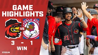 Red Wings vs Bisons Game Highlights 732024 [upl. by Ailel]