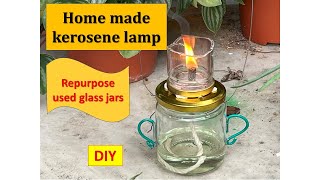 Home made kerosene lamprepurpose used glass jarSTEM education examples [upl. by Arretak]