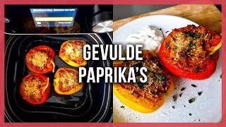 Griekse gevulde paprikas uit de Airfryer Recept [upl. by Halstead653]