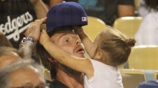 David Beckham Takes Daughter Harper Out to the Ball Game [upl. by Karil]