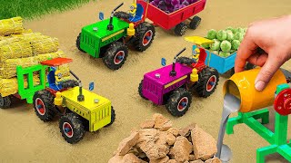 Diy tractor mini Bulldozer to making concrete road  Construction Vehicles Road Roller 73 [upl. by Ettelrahc]