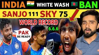 INDIA WHITE WASHED BANGLADESH IN T20 30  SANJU SAMSON 11147 SKY 7535  PAK PUBLIC REACTION [upl. by Anaher63]