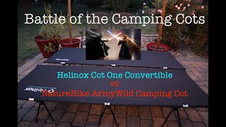 Battle of the Camping Cots Helinox Cot One Convertible vs NatureHike ArmyWild Camping Cot [upl. by Tik]