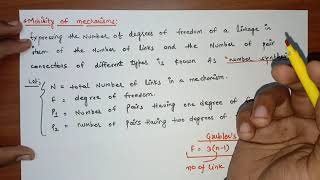 4GRUBLER CRITERIA KINEMATIC CHAIN AND MOBILITY OF MECHANISM AND PLANER MECHANISM [upl. by Collbaith442]