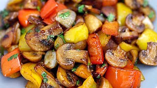 Rezept für leckere Champignons mit Gemüse in einer Pfanne Einfach und schnell [upl. by Akienahs]