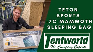 Teton Sports 7°C Mammoth Sleeping Bag  Right Hand Zip  Lagoon and Grey [upl. by Eyssej]