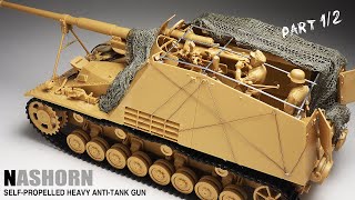 NASHORN  Part 1  135 TAMIYA  Tank Model   model building [upl. by Kcirdek646]