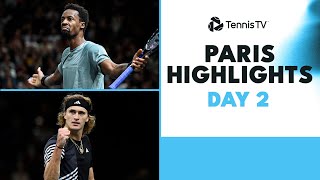 Alcaraz Plays Safiullin Korda Faces Hurkacz Rublev Monfils Feature  Paris 2023 Day 2 Highlights [upl. by Olnee919]