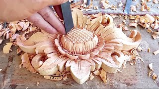 beautiful wood carving  wood carving ideas  wood carving flower and leaf [upl. by Elacsap]