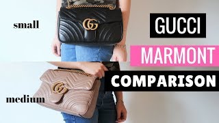 GUCCI MARMONT COMPARISON  SMALL VS MEDIUM [upl. by Nabetse]