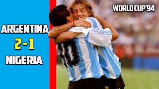 Nigeria vs Argentina 1  2 Group Stage World Cup 94 commentary in spanish [upl. by Ingunna322]