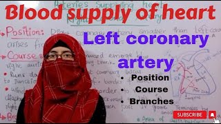 Blood supply of heart  Left coronary artery  heart anatomy  ayesha medical education [upl. by Werd]