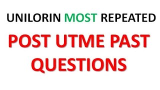 Post utme past questions  Unilorin past questions [upl. by Bernadina]