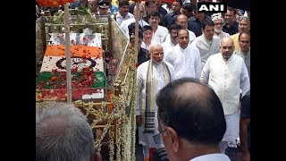 PM Modi  Amit Shah take part in AtalBihariVajpayees funeral procession [upl. by Rolyks843]