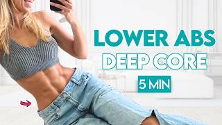 Toned Tight LOWER ABS  5 min Home Workout  Pilates for Deep Core amp Pelvic Floor [upl. by Scheer]