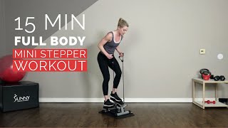 15 Minute Full Body Mini Stepper with Bands Workout [upl. by Leduar]