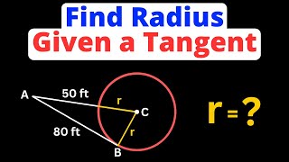 Find the Radius of a Circle Given a Tangent  Geometry  Eat Pi [upl. by Nivej457]