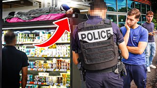 DORMIR SUR LE FRIGO DUN MAGASIN la police marrête [upl. by Thomasin]