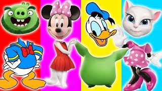 Wrong Heads Minnie Mouse Talking Angela Angry Birds Donald Duck Finger Family Song Nursery Rhymes [upl. by Kleon350]