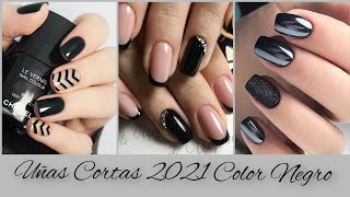 UÑAS CORTAS COLOR NEGRO 2021DISEÑOS DE UÑAS 2021SHORTS NAIL BLACK 2021 [upl. by Marieann186]