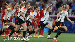 Germany OUTLASTS Canada in PKs advances to womens soccer semis of Paris Olympics  NBC Sports [upl. by Alliw195]