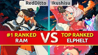 GGST ▰ RedDitto 1 Ranked Ramlethal vs Ikushisu TOP Ranked Elphelt High Level Gameplay [upl. by Ertnod]