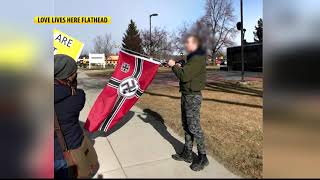 Man interrupts Kalispell protest with Nazi flag [upl. by Caro184]