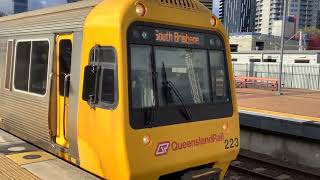 South Brisbane SMU223 Departing Roma Street Train Station Platform 6 [upl. by Eiralav738]