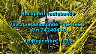 Recupero radiosonda Vaisala quotRS41SGquot sn T4240449  Payerne CH to Casalpusterlengo  Lodi IT [upl. by Binny]