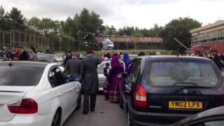 Helicopter landing oldham glodwick wedding [upl. by Ahsieyn]