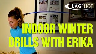 Erika Larkin PGA  Winter Indoor Golf Swing Drills With Lag Shot Golf [upl. by Launce]