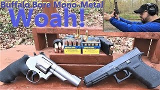 Woah 44 Mag VS 10mm Buffalo Bore quotDangerous Gamequot MonoMetal [upl. by Stacee695]