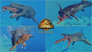 NOTHOSAURUS Hunting Death Social and all other Animations  Prehistoric Marine Species Pack JWE2 [upl. by Johnsson153]