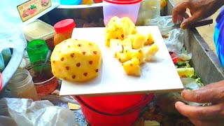 streetfood  pineapple cutting ampselling  bangladeshi street food  with guava cheapest prize [upl. by Naggem]