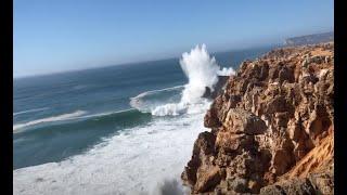 Sagres Big Waves Epsilon Storm 29102020 Big Swell South West Portugal Europe Spot 1 [upl. by Lucita]