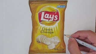 Realistic Lays Chips Bag Speed Drawing [upl. by Nehpets]