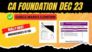 Really Great News  CA foundation December 2023 Garce marks Confirmed ✅ By ICAI [upl. by Tony]