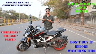 TVS Apache RTR 310  Unbiased ownership review  Should you buy it   All pros and Cons [upl. by Aikit]