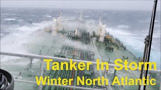 Storm 10 BF North Atlantic Laden Aframax Tanker 250 m [upl. by Vudimir30]