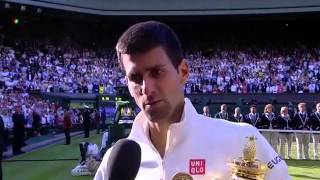 Novak Djokovic winning interview  Wimbledon 2014 [upl. by Nakeber]