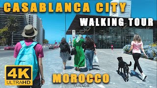 CASABLANCA city walking tour  Morocco 4K UHD [upl. by Carlynne]