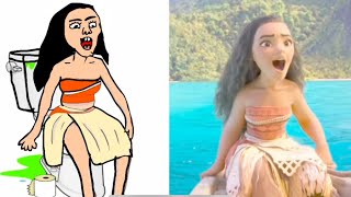 Moana Funny Drawing Meme Try not To laugh [upl. by Nonnad]