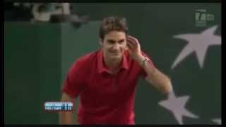 Hit for Haiti  Federer wants Agassi to Serve at 113 mph  Agassi serves 114 mph [upl. by Enimzzaj]