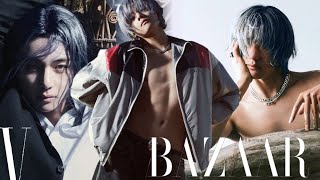 BTS V goes shirtless in Harpers BAZAAR Korea Cover [upl. by Melessa]