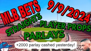 MLB Picks Today 09092024  FREE MLB Best Bets Straights Player Props And Parlays [upl. by Eiro]