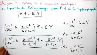 Équation de Schrödinger pour latome dhydrogène et dhydrogènoïde  Atomistique [upl. by Balkin845]