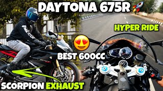 First Hyper Ride On Triumph Daytona 675R  Scorpion Exhaust 🔥 [upl. by Ahsima]