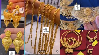 mix gold jewellery designs with weight and price light weight gold earrings necklace mangalsutra [upl. by Bradshaw106]