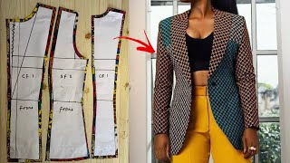 How to draft a blazer jacket with notched collar part 1  pattern drafting  beginners friendly [upl. by Hewes]